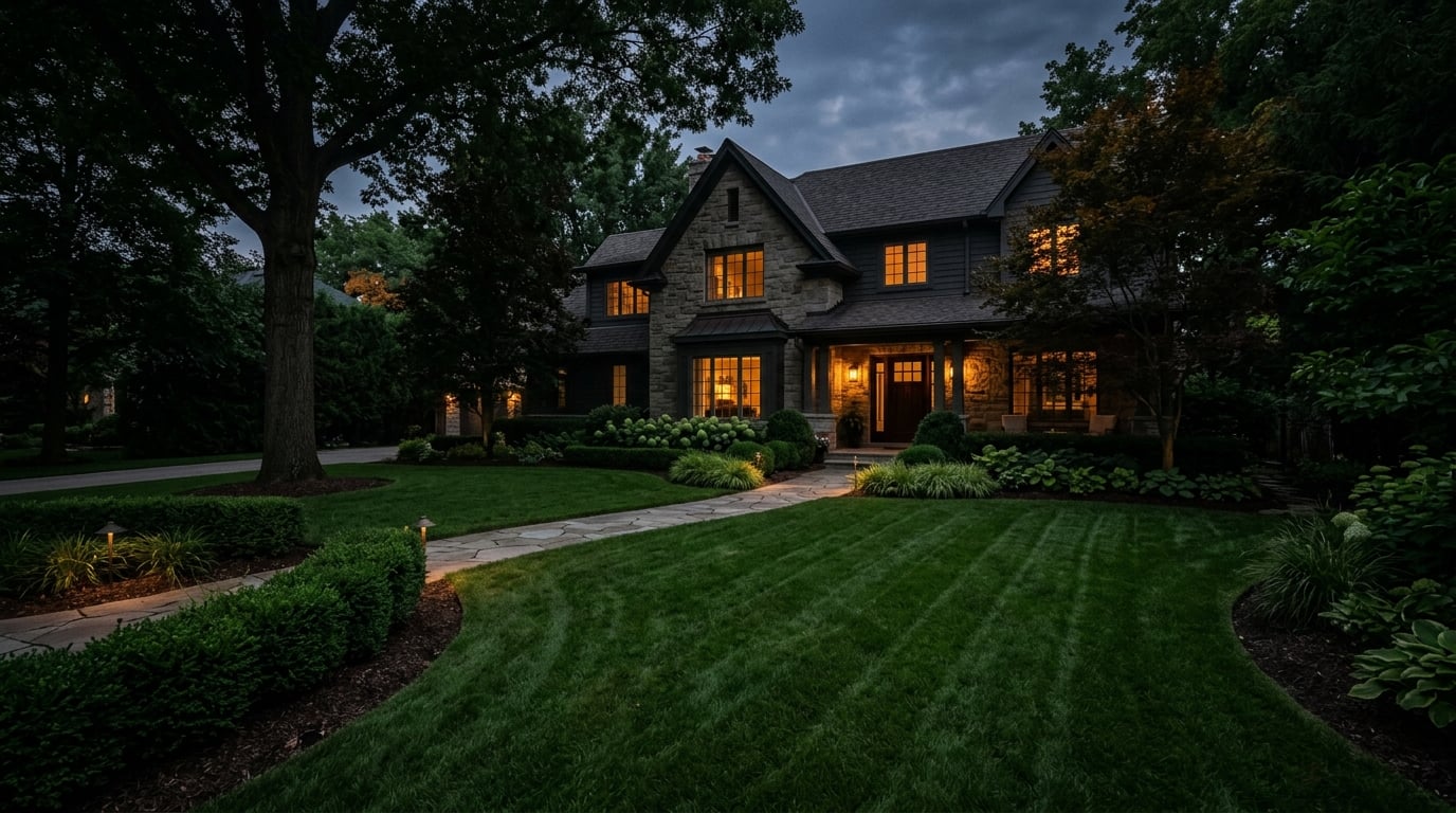 Clean trimmed yard after professional weed wacking
