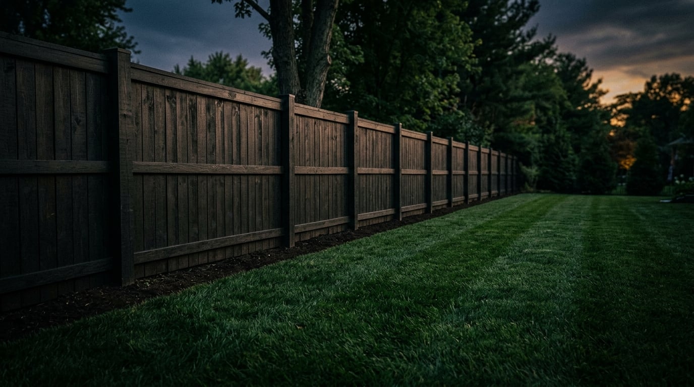 Clean fence line after professional edge trimming